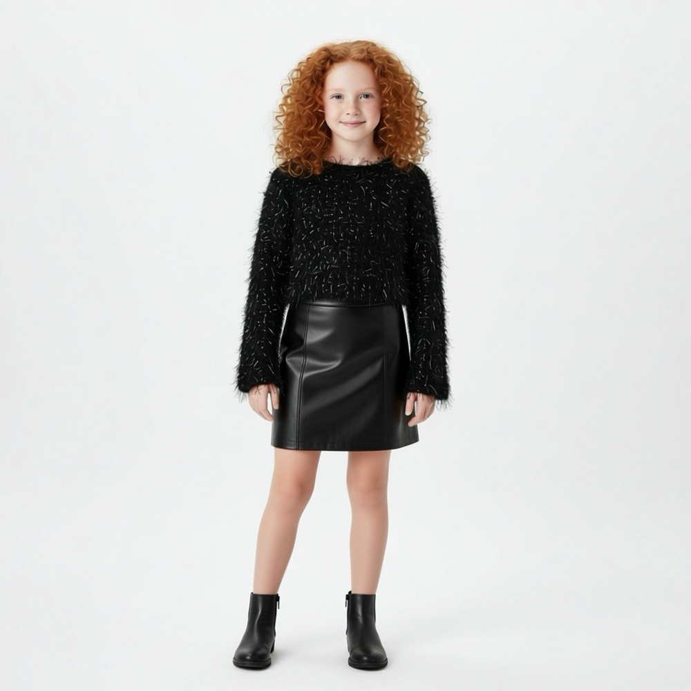 sz‎ 7/8 NEW Mia NY Black Girls Sparkly Super Soft Fuzzy Sweater